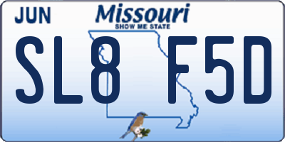 MO license plate SL8F5D