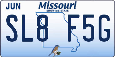 MO license plate SL8F5G