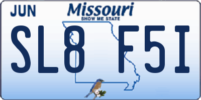 MO license plate SL8F5I