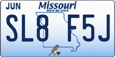 MO license plate SL8F5J