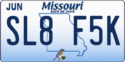 MO license plate SL8F5K