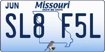 MO license plate SL8F5L