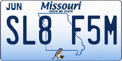 MO license plate SL8F5M