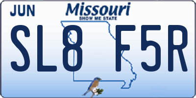 MO license plate SL8F5R