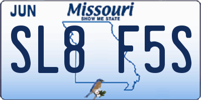 MO license plate SL8F5S