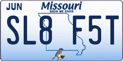 MO license plate SL8F5T