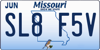 MO license plate SL8F5V
