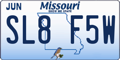 MO license plate SL8F5W