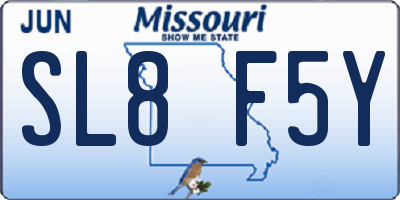 MO license plate SL8F5Y