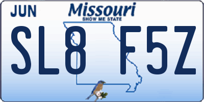 MO license plate SL8F5Z