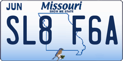 MO license plate SL8F6A
