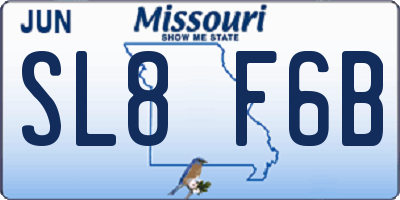 MO license plate SL8F6B
