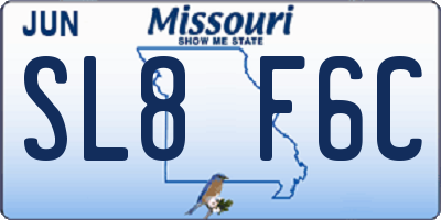 MO license plate SL8F6C