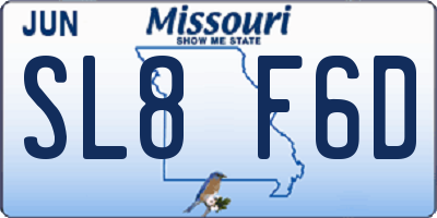 MO license plate SL8F6D