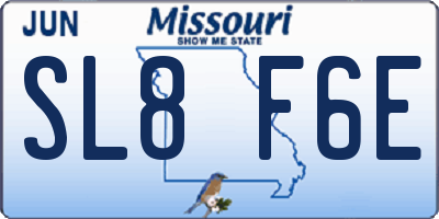 MO license plate SL8F6E