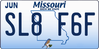 MO license plate SL8F6F