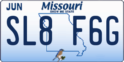 MO license plate SL8F6G