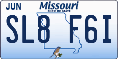 MO license plate SL8F6I