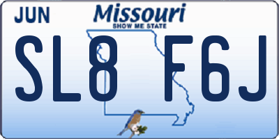 MO license plate SL8F6J