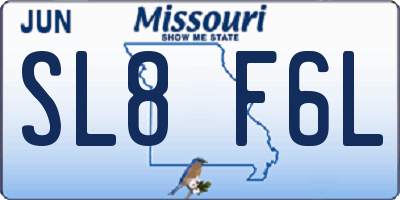 MO license plate SL8F6L