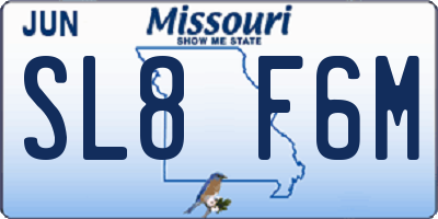 MO license plate SL8F6M