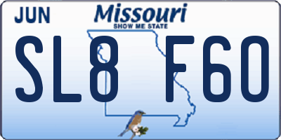 MO license plate SL8F6O