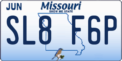 MO license plate SL8F6P