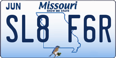 MO license plate SL8F6R
