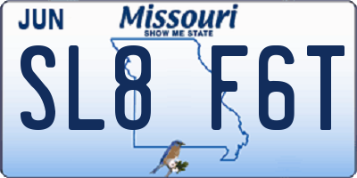 MO license plate SL8F6T