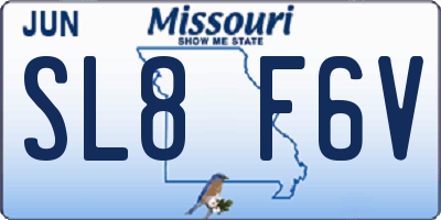 MO license plate SL8F6V