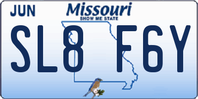 MO license plate SL8F6Y