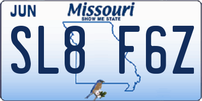 MO license plate SL8F6Z