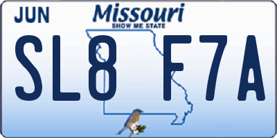 MO license plate SL8F7A