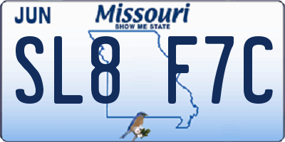 MO license plate SL8F7C