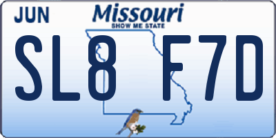 MO license plate SL8F7D