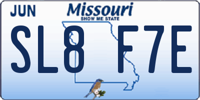 MO license plate SL8F7E