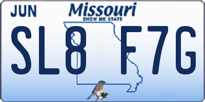 MO license plate SL8F7G