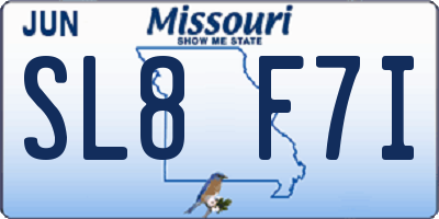 MO license plate SL8F7I