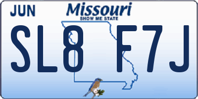 MO license plate SL8F7J
