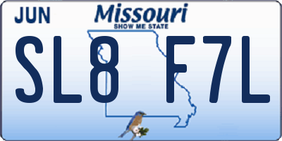 MO license plate SL8F7L