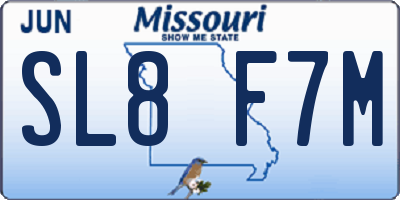 MO license plate SL8F7M