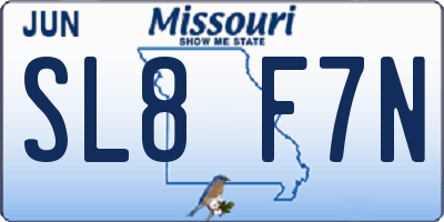 MO license plate SL8F7N