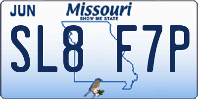 MO license plate SL8F7P