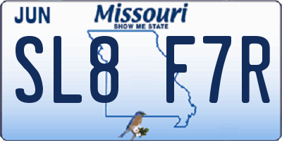 MO license plate SL8F7R