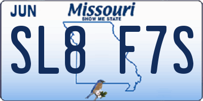 MO license plate SL8F7S