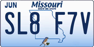 MO license plate SL8F7V