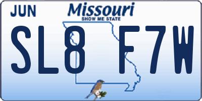 MO license plate SL8F7W