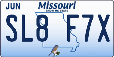 MO license plate SL8F7X