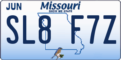 MO license plate SL8F7Z