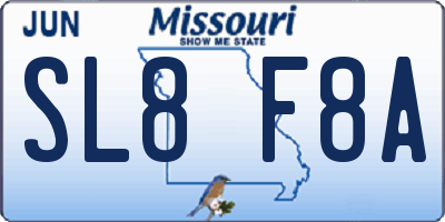 MO license plate SL8F8A